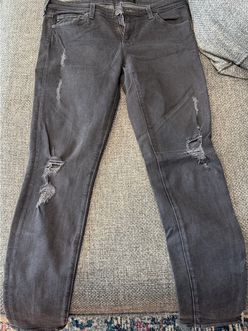 AG Adriano Goldschmied Black Distressed Skinny Jeans